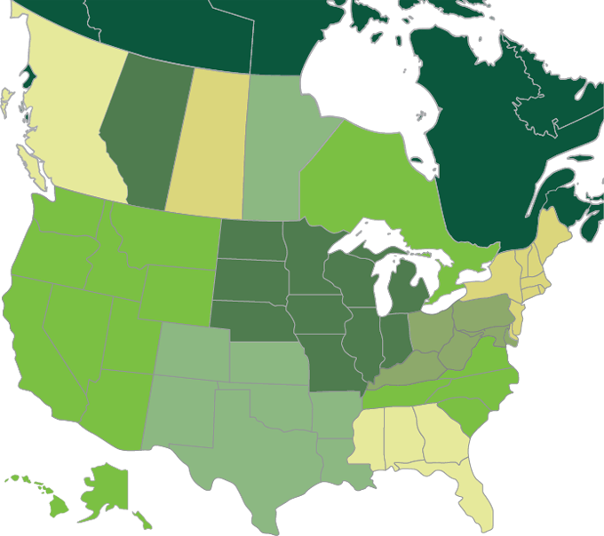 Territories by Representatives - USA and Canada